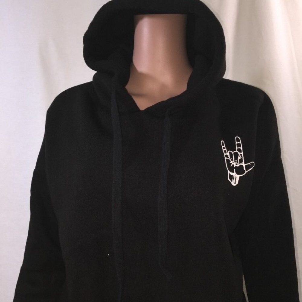 New Super Cute Black Hoodie With "Rock On" Logo